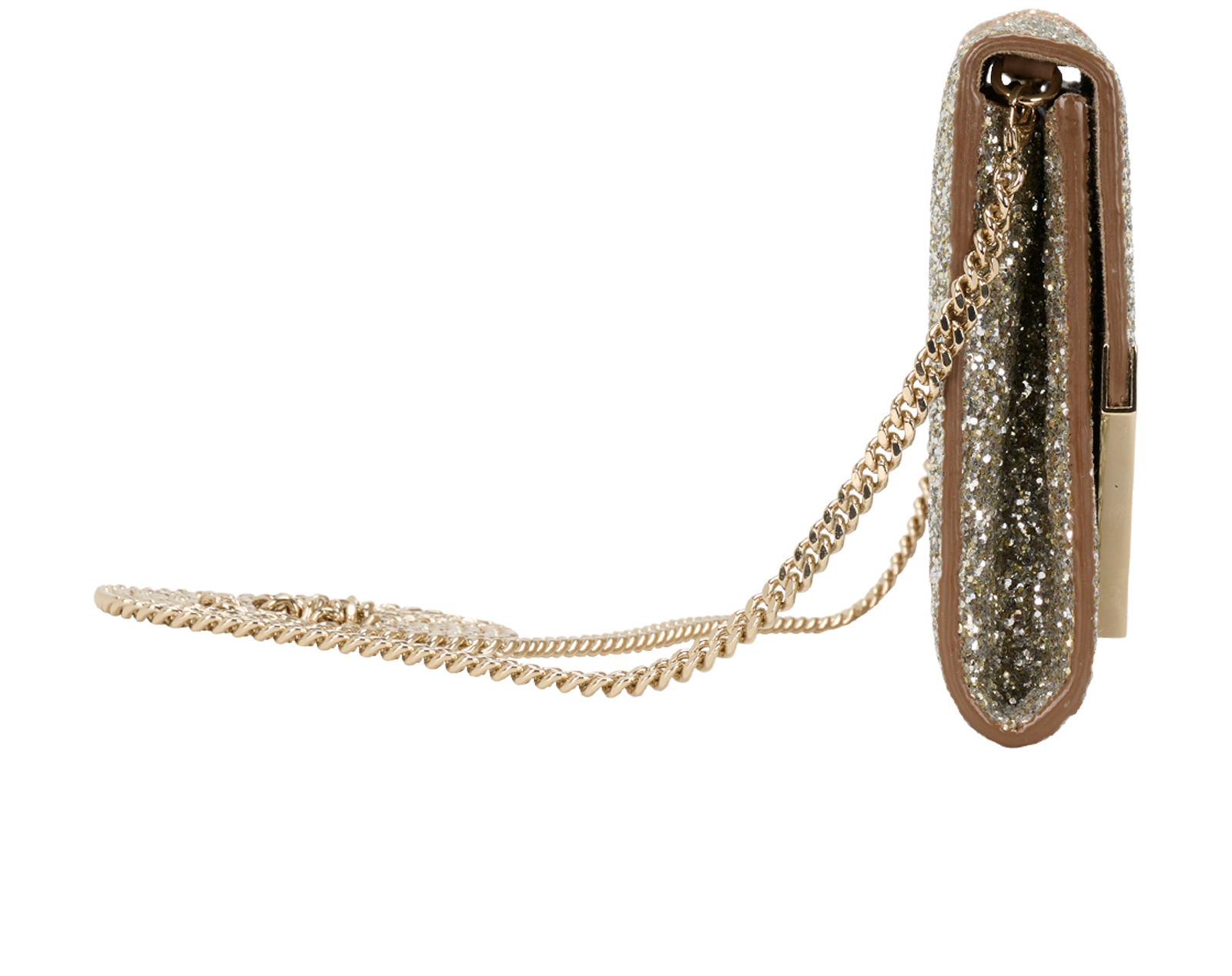 Emmie Clutch On Chain, &pound;210, Handbags, Gold/Silver, Fabric, Side view